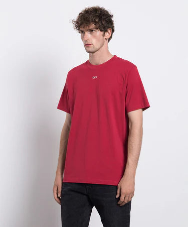 OFF-WHITE RED EMBROIDERED NOISE ARROWS T-SHIRT