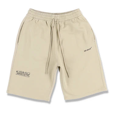 OFF-WHITE BEIGE FIGURE OF SPEECH SKATE SWEATSHORTS