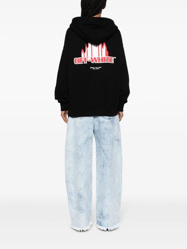 OFF-WHITE BLACK KIT 23 CITY OF MILAN LOGO OVERSIZED SKATE HOODIE