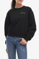 Off-White Black Quotes Crew Embroidered Logo Sweatshirt