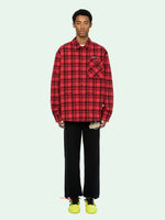 OFF-WHITE RED CHECK ARROWS LOGO FLANNEL SHIRT