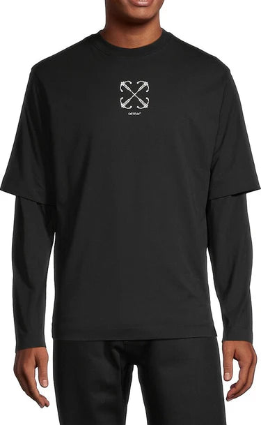 OFF-WHITE ARROW BLING DOUBLE LAYER LONG SLEEVE T-SHIRT