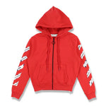 OFF-WHITE RED AIRPORT TAPE ARROWS ZIP HOODIE