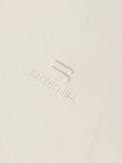 BALENCIAGA WASHED MONOGRAM LOGO TEE CHALKY WHITE