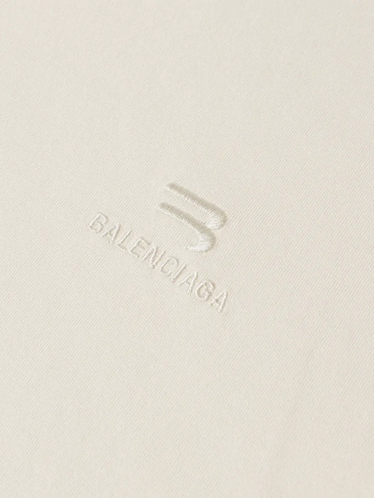 BALENCIAGA WASHED MONOGRAM LOGO TEE CHALKY WHITE