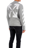 OFF-WHITE DIAG ARROW KNIT CREWNECK GREY WHITE