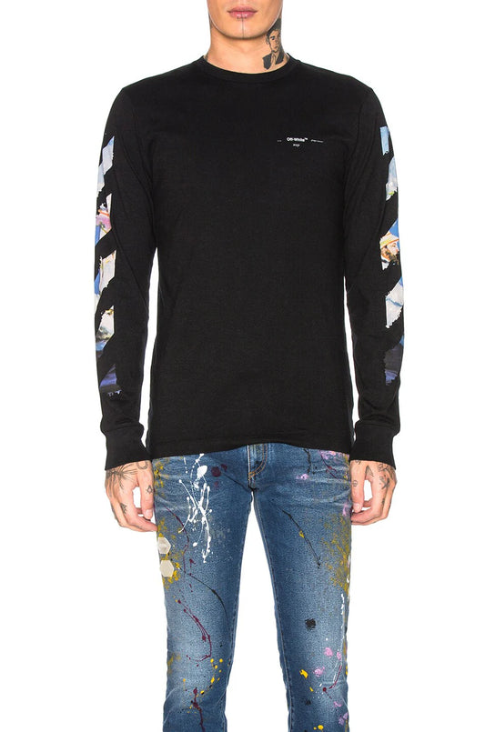 OFF-WHITE BLACK PAINTING ARROWS LONG SLEEVE T-SHIRT