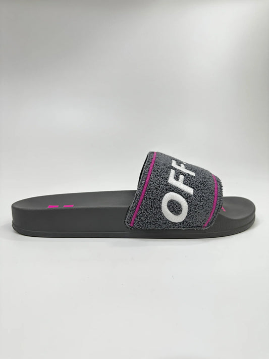 OFF-WHITE TOWEL TERRY SLIDES GREY