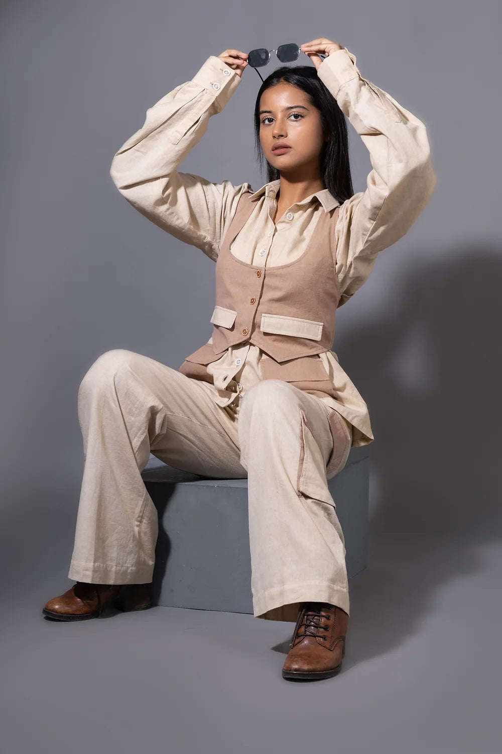 Dusty Brown Vest Coordset