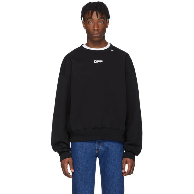 Off-White Blue Wavy Line Logo Oversized Sweatshirt