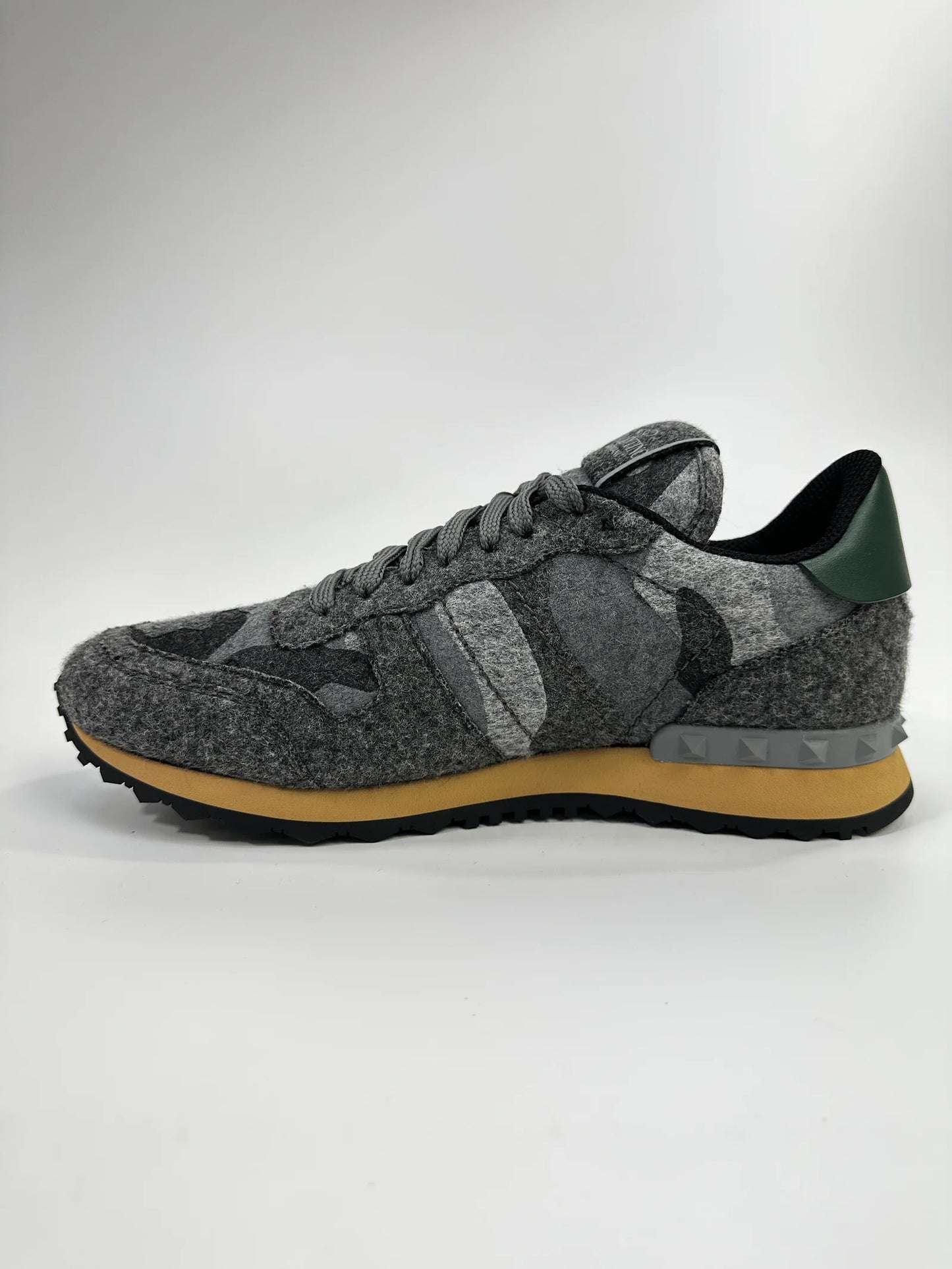 VALENTINO WOOL ROCKRUNNER SNEAKERS GREY