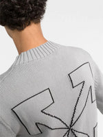 OFF-WHITE DIAG OUTLINE ARROW KNIT SWEATER GREY