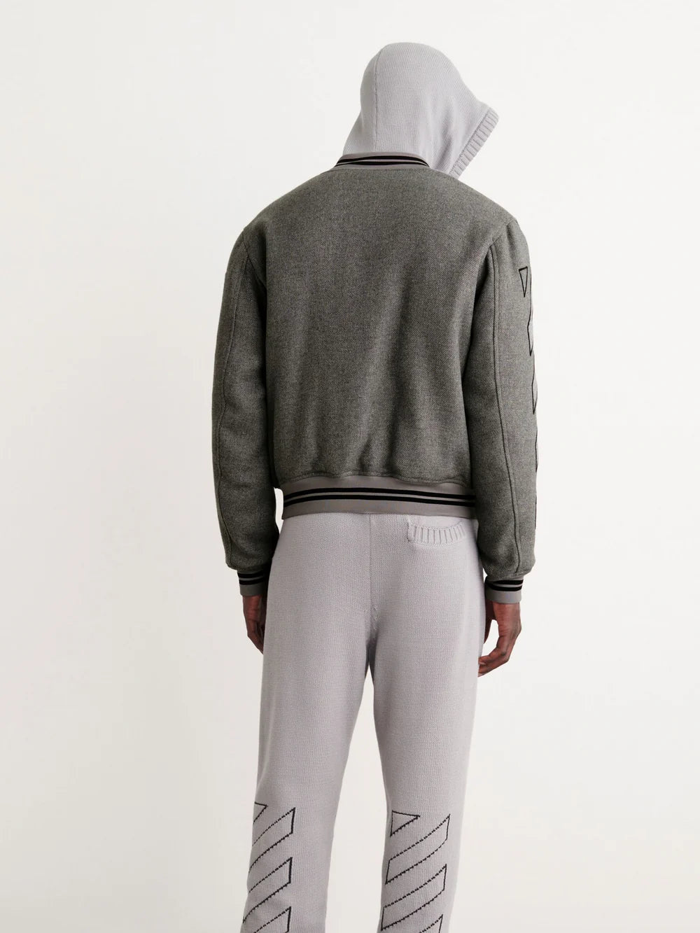OFF-WHITE DIAG OUTLINE WOOL VARSITY JACKET GREY