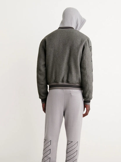OFF-WHITE DIAG OUTLINE WOOL VARSITY JACKET GREY