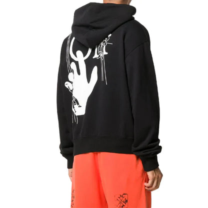 OFF-WHITE BLACK HAND PAINTERS LOGO OVERSIZED HOODIE