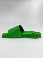 OFF-WHITE SIDE LOGO SLIDES GREEN