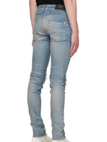 AMIRI MX1 LEATHER PATCH JEANS HONEYCOMB INDIGO