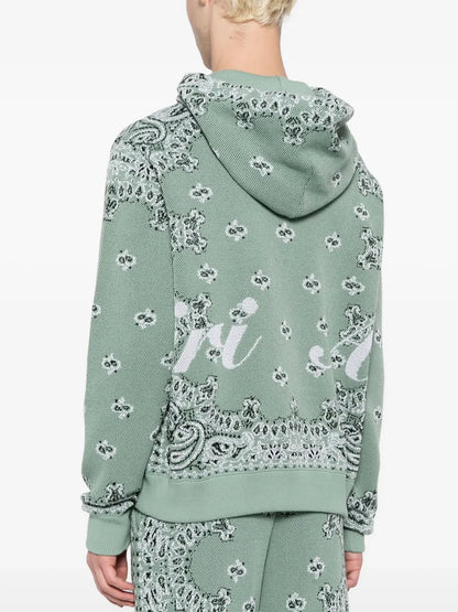 AMIRI BANDANA KNIT HOODIE MINT