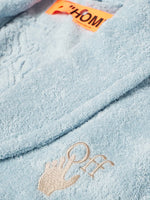 OFF-WHITE ARROW LEAVES LOGO BATHROBE LIGHT BLUE