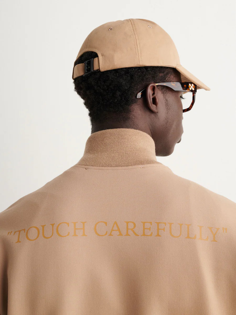 OFF-WHITE QUOTE WOOL SLIM TRACKTOP BEIGE