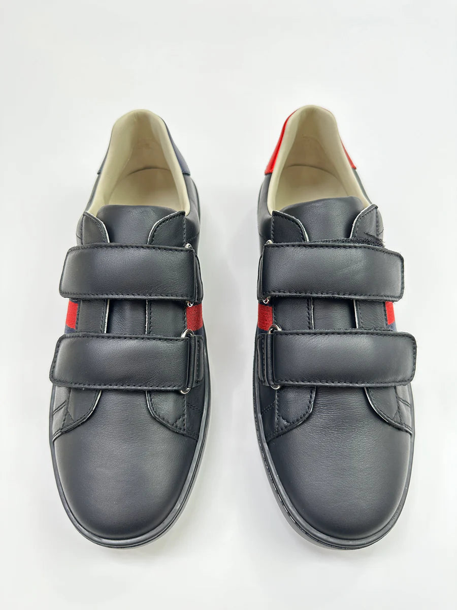 GUCCI ACE SNEAKERS BLACK LEATHER WOMENS