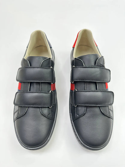 GUCCI ACE SNEAKERS BLACK LEATHER WOMENS