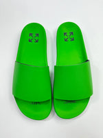 OFF-WHITE SIDE LOGO SLIDES GREEN