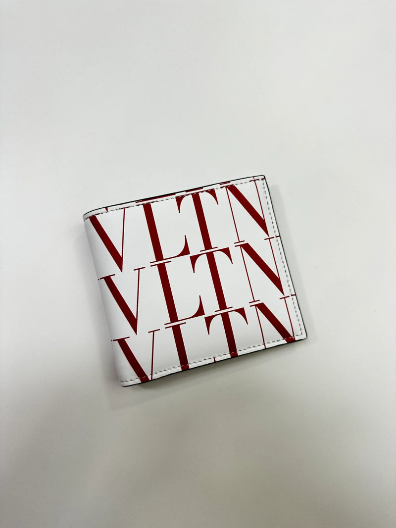 VALENTINO VLTN LEATHER WALLET WHITE/RED