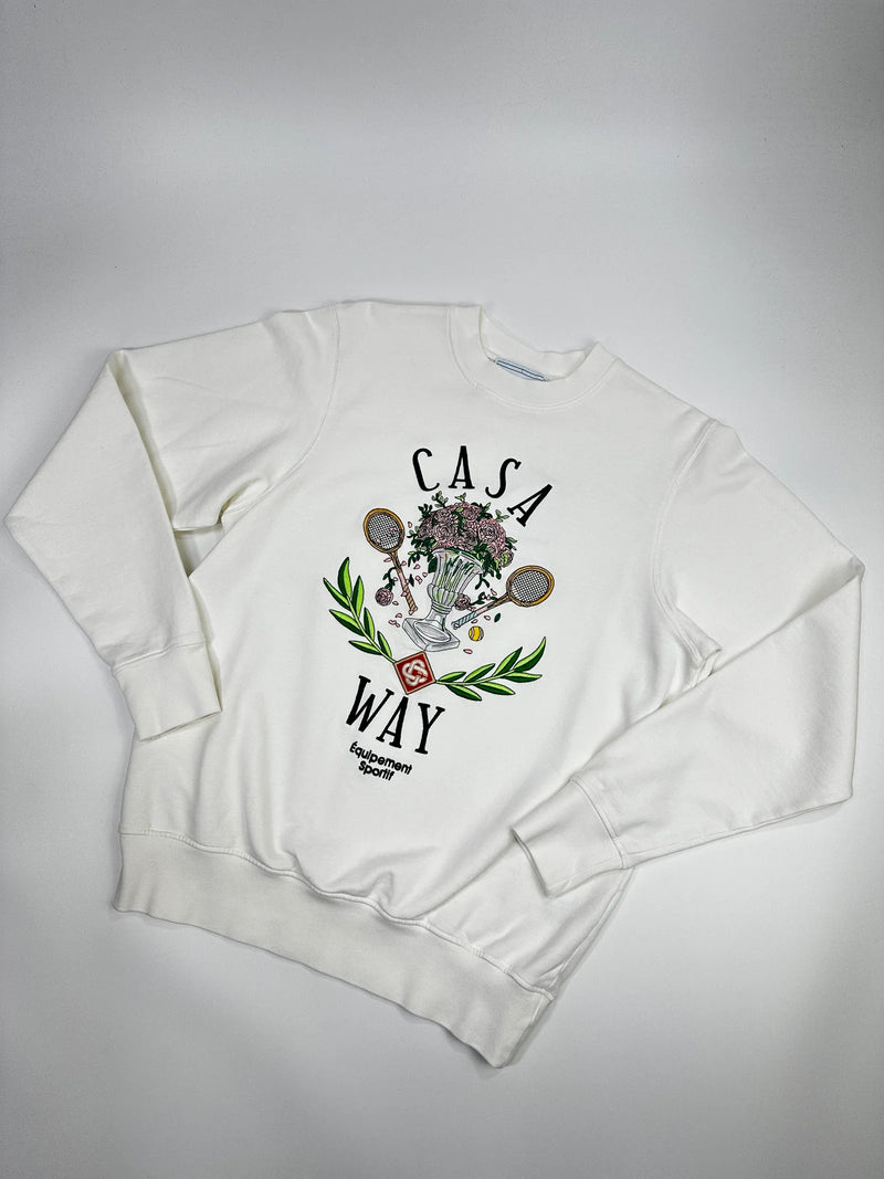 CASABLANCA CASA WAY EMBROIDERED SWEATSHIRT WHITE