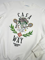 CASABLANCA CASA WAY EMBROIDERED SWEATSHIRT WHITE