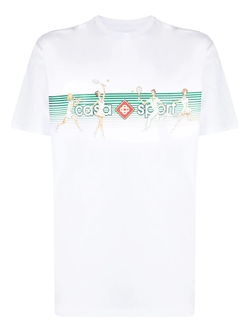 CASABLANCA CASA SPORT STRIPES TEE WHITE