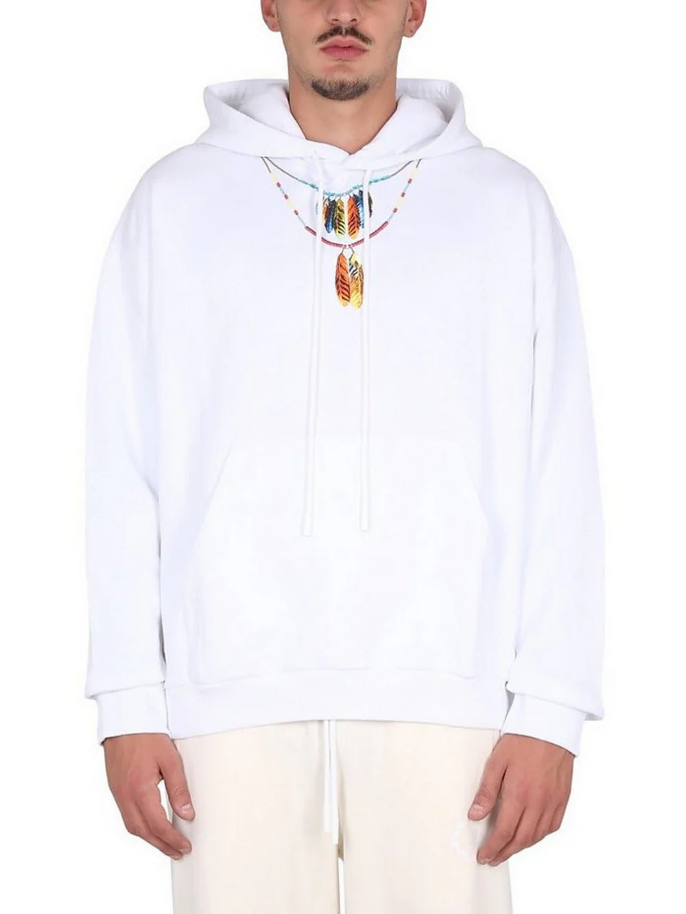 MARCELO BURLON FEATHER HOODIE WHITE