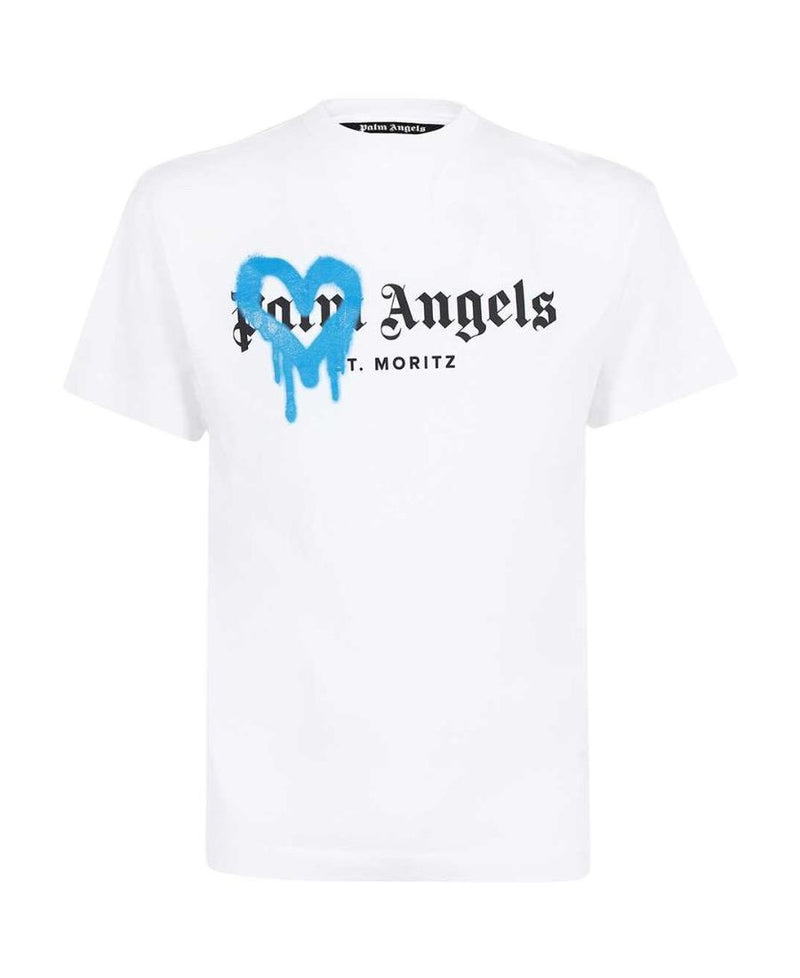 Palm Angels Heart Sprayed Blue T-Shirt