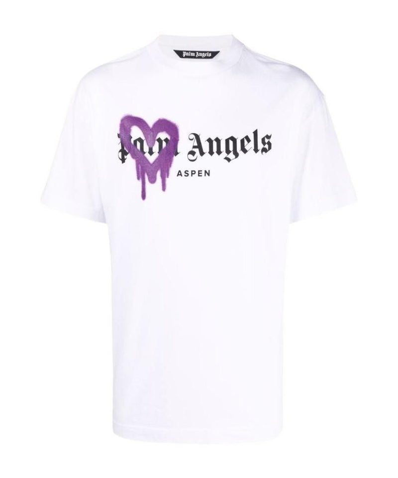 Palm Angels Heart Sprayed Purple T-Shirt