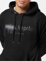 PALM ANGELS RHINESTONE SPRAYED HOODIE BLACK