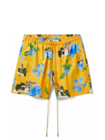 RHUDE F1 CAR SWIM SHORTS YELLOW