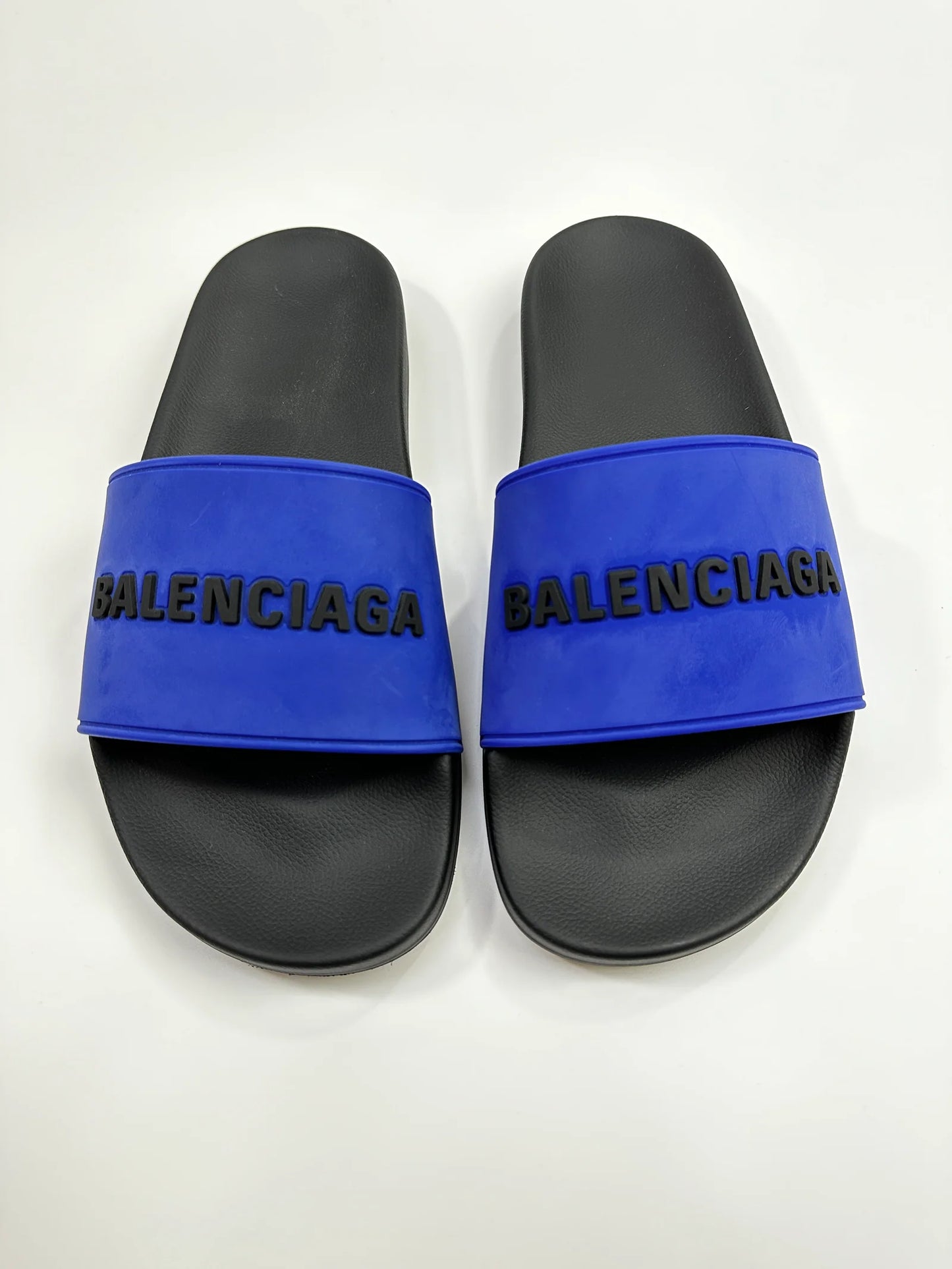 BALENCIAGA LOGO SLIDES BLACK/BLUE