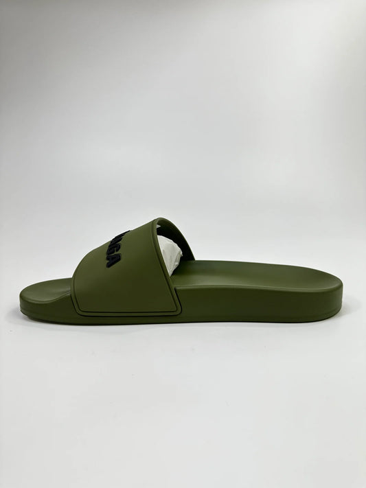 BALENCIAGA POOL SLIDES KHAKI