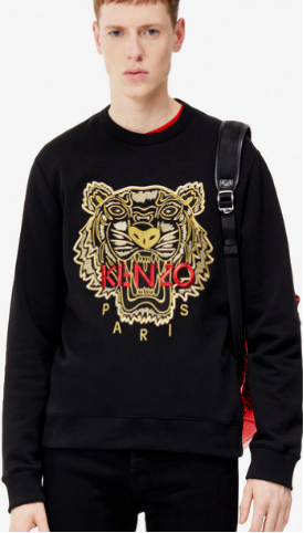 Kenzo Embroidered Black & Gold Tiger Sweatshirt