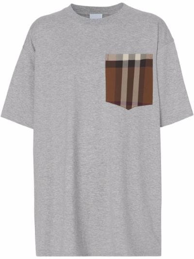 Burberry SS22 Check Pocket Tee - Grey