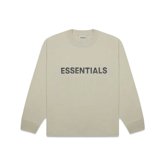 Essentials Boxy Long Sleeve T-Shirt Applique Logo Moss