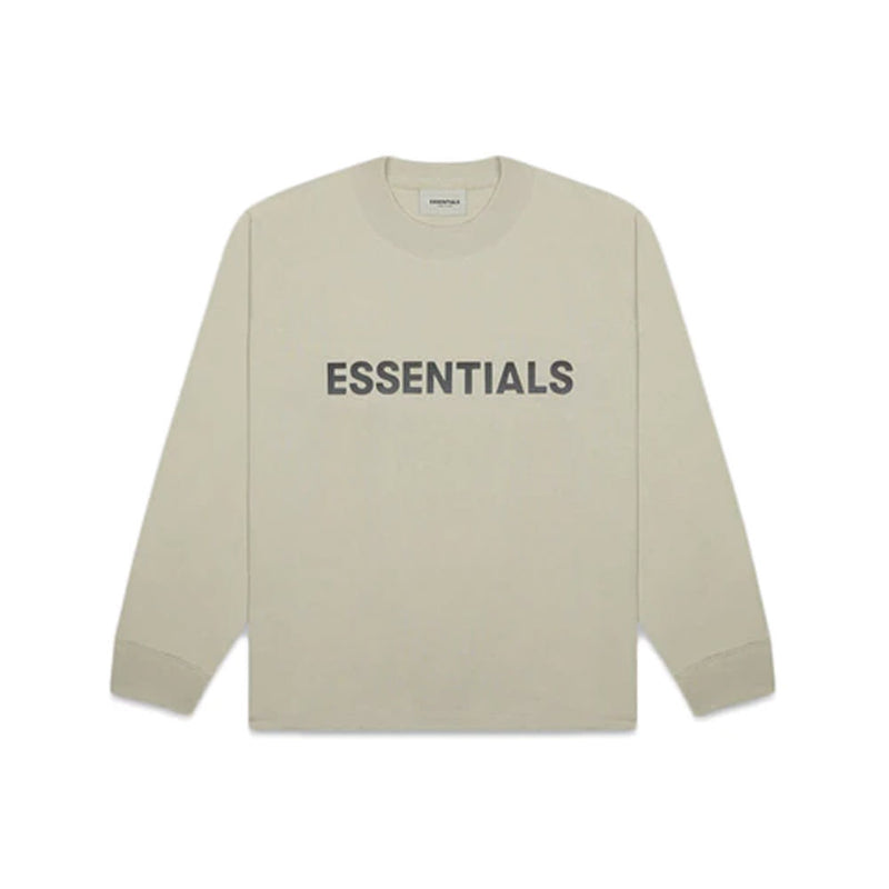 Essentials Boxy Long Sleeve T-Shirt Applique Logo Moss