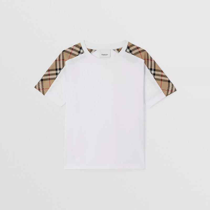 Burberry Vintage Check-Sleeve White Tee