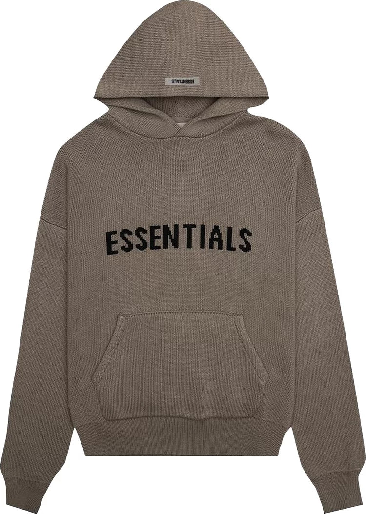 Essentials Knit Pullover Hoodie Taupe