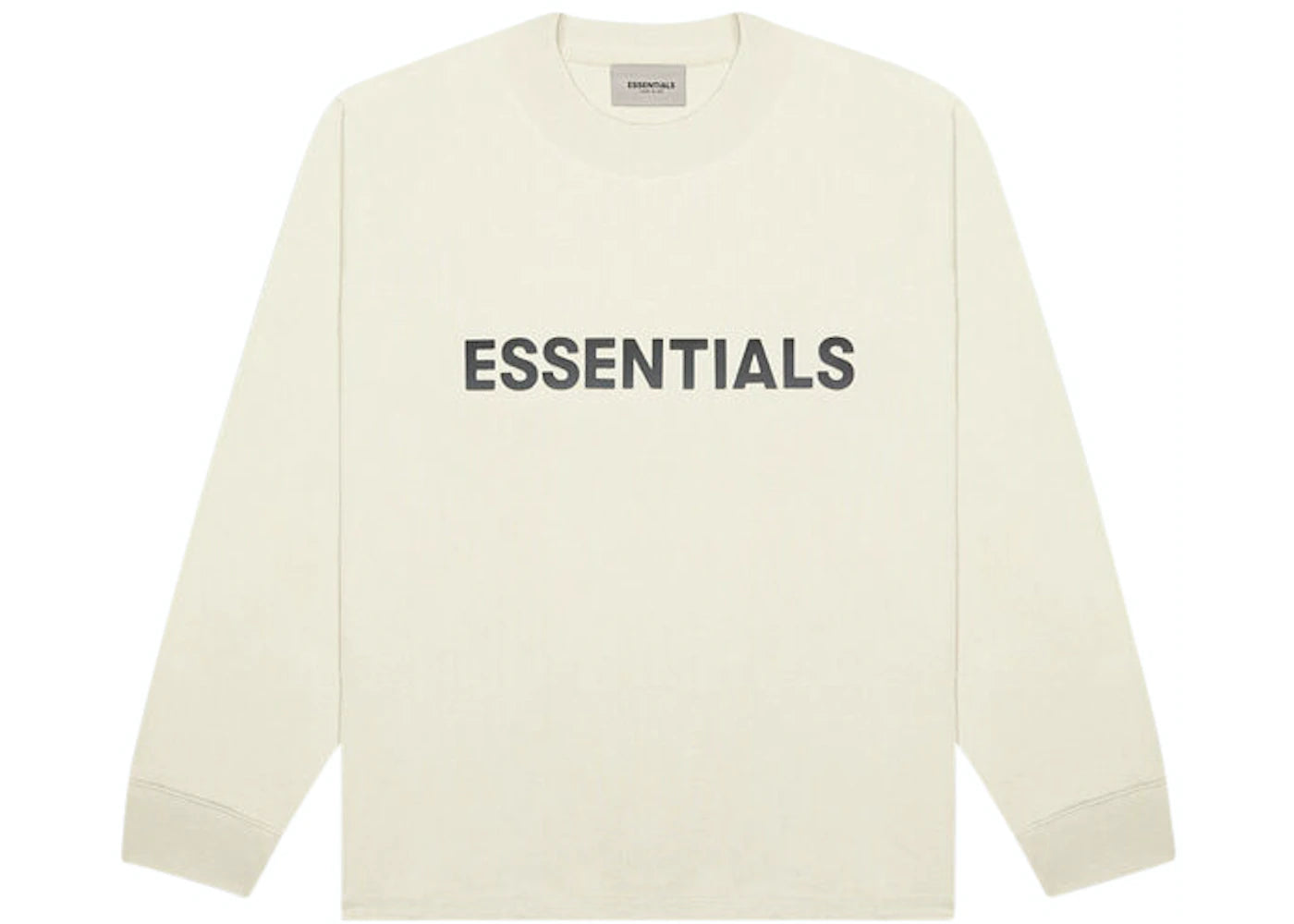 Essentials Boxy Long Sleeve T-Shirt Applique Logo Cream