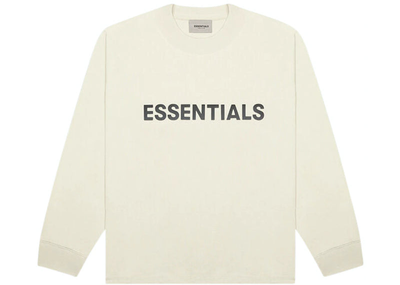 Essentials Boxy Long Sleeve T-Shirt Applique Logo Cream