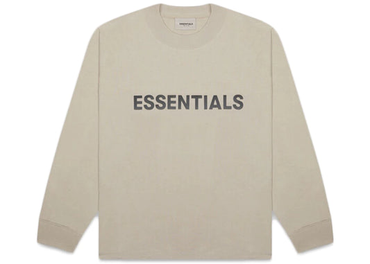 Essentials Boxy Long Sleeve T-Shirt Applique Logo Olive