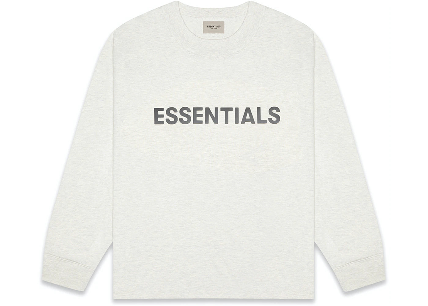 Essentials Boxy Long Sleeve T-Shirt Applique Logo Oatmeal