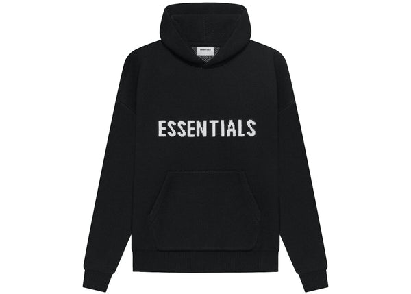 Essentials Knit Pullover Hoodie Black