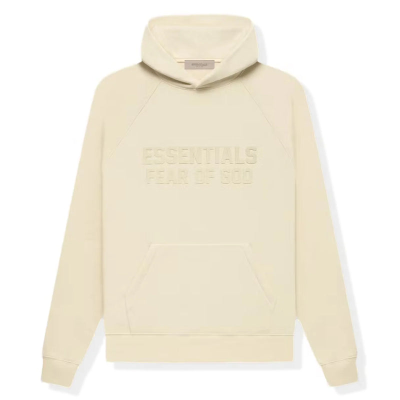 Essentials Logo-Flocked Cotton-Blend Jersey Hoodie Eggshell